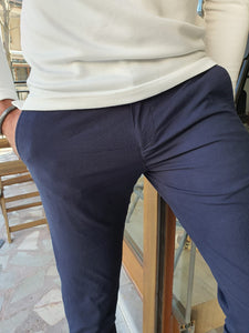 Logan Slim Fit Navy Side Pocket Cotton Pants