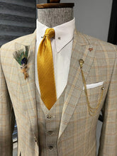 Load image into Gallery viewer, Bryant Slim Fit Plaid Camel Striped Suit
