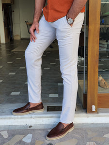 Moore Slim Fit Special Edition Beige Linen Pants