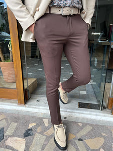 Lars Slim Fit Brown Trousers