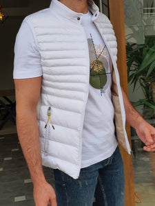 Moore Slim Fit Goose Down Puffer White Vest