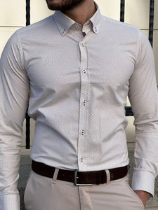 Fred Slim Fit High Quality Beige Cotton Shirt