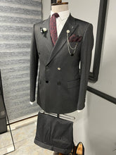Load image into Gallery viewer, Karl Double Breasted Black Striped Suit

