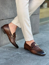 Load image into Gallery viewer, Benson Buckle Detailed Brown Leather Loafer
