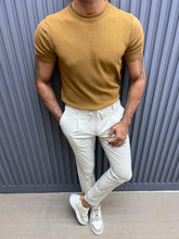 Load image into Gallery viewer, Noah Slim Fit Camel Crew Neck Tees
