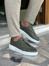 Load image into Gallery viewer, Lars New Design Zippered Detailed Eva Sole Khaki Loafer
