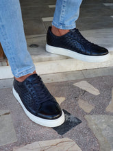 Load image into Gallery viewer, Jason Sardinelli Lace up Eva Sole Navy Grid Sneakers
