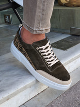 Load image into Gallery viewer, Moore Sardinelli Eva Sole Suede Khaki Leather Sneakers

