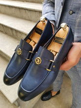 Load image into Gallery viewer, Sardinelli Buckled Detail Navy Leather Shoes
