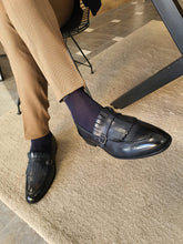 Load image into Gallery viewer, Heritage Sardinelli Buckled Detail Dark Blue Leather Shoes
