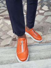 Load image into Gallery viewer, Chase Sardinelli Eva Sole Orange Zippered Leather Shoes
