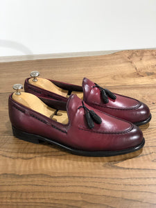 Tasseled Leather Claret Red Loafers