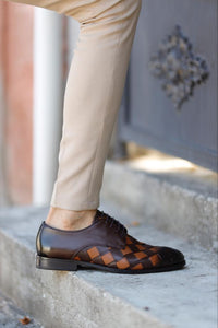 Luke Special Design Brown Leather Detailed Classic Shoes