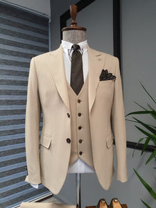 Vince Slim Fit BiStretch Biege Suit