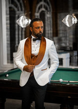 Load image into Gallery viewer, Jones Slim Fit Velvet Lapel White Orange Tuxedo
