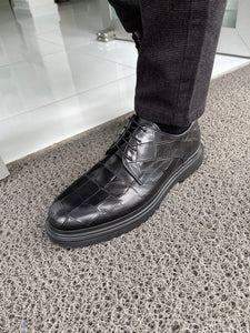 Carson Eva Sole Croc Leather Black Shoes