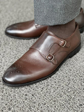 Load image into Gallery viewer, Reese Special Edition Double Buckled Brown Classic Leather Shoes
