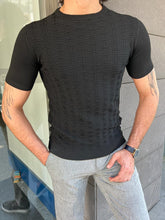 Load image into Gallery viewer, Benson Slim Fit Plaid Black knit Tees
