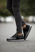 Load image into Gallery viewer, Leon Suede &amp; Leather Detailed Black Sneakers
