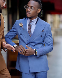 Evan Slim Fit Blue Double Breasted Suit