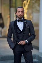 Load image into Gallery viewer, Phil Slim Fit Mono Collared Black Tuxedo
