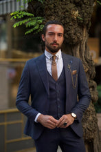 Load image into Gallery viewer, Phil Slim Fit Striped Dark Blue Suit

