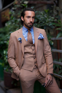 Luke Slim Fit Brown Plaid Suit