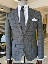 Load image into Gallery viewer, Monroe Slim Fit Grey Plaid Suit
