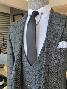 Monroe Slim Fit Grey Plaid Suit