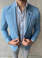 Load image into Gallery viewer, Cooper Slim Fit Mono Collar Double Slim Fit Blue Blazer
