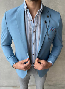Cooper Slim Fit Mono Collar Double Slim Fit Blue Blazer