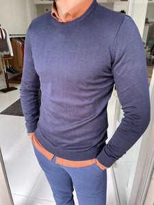 Carson Slim Fit Navy Blue Sweater