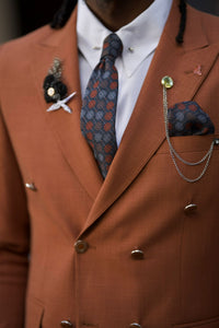 Phil Slim Fit Double Breasted Camel Detailed Blazer Only