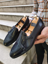 Load image into Gallery viewer, Genova Special Edition Sardinelli Black Monk Strap Leather Shoes
