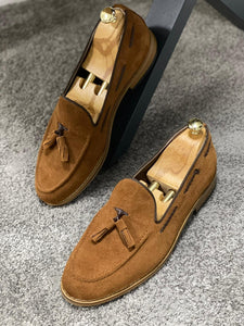 Brett Special Edition Tasseled Suede Leather Tan Loafer