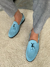 Load image into Gallery viewer, Morrison Double Buckled Blue Suede Loafer

