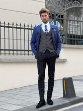 Load image into Gallery viewer, Efe Slim Fit Patterned Pointed Collared Sax Combination Suit
