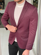 Load image into Gallery viewer, Warwick Super SLim Fit Self-Patterned Claret Red Blazer Only
