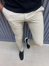 Load image into Gallery viewer, Noah Slim Fit Beige Checkered Pants

