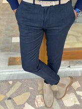 Load image into Gallery viewer, Warren Slim Fit Patterned Dark Blue Trousers
