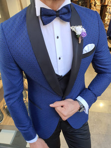 Groom Collection - Custom Made Shawl Collared Indigo Tuxedo