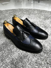 Load image into Gallery viewer, Madison Neolite Sole Tasseled Black &amp; Navy Loafer

