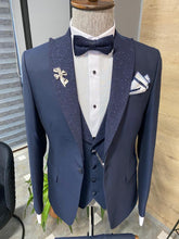 Load image into Gallery viewer, Grant Slim Fit Mono Collared Blue Tuxedo
