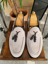 Load image into Gallery viewer, Riley Suede Grey Tasseled Loafer
