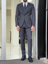 Load image into Gallery viewer, Warwick Slim Fit Plaid Anthracite Woolen Suit

