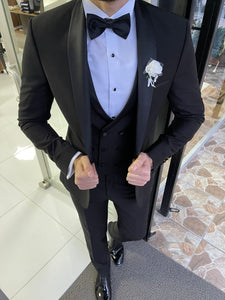 Luxe Slim Fit Black Wool Tuxedo (Groom Collection)