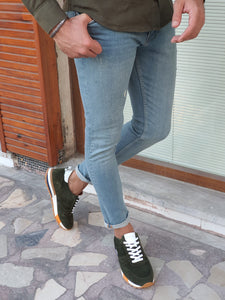 Lucas Slim Fit Special Edition Blue & Khaki Ripped Jeans