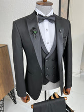 Load image into Gallery viewer, Luxe Slim Fit Dovetail Collared Black Tuxedo
