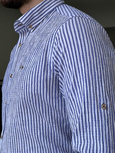 Fred Slim Fit High Quality Seersucker Indigo Shirt