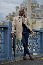 Load image into Gallery viewer, Ted Slim Fit Beige Feather Detailed Winter Coat
